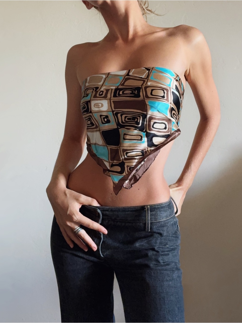 Vintage Silk Abstract Scarf